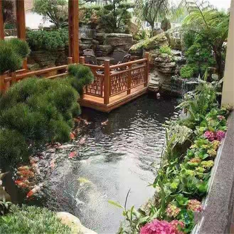 船营别墅庭院景观设计鱼池